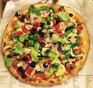 Vegan pizza with all my favorite veggies at Pizza Artista in Lafayette