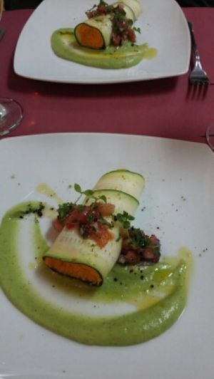 raw vegetable cannelloni for our second course at Botanique in Madrid