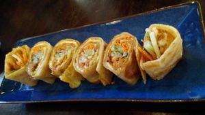 “肉松蛋卷”，每一口都是无法言语的好滋味。香煎的饼皮搭配充实的内馅，加上美奶滋，真是赞不绝口！ at 8 Morality Vegetarian Restaurant in Penang