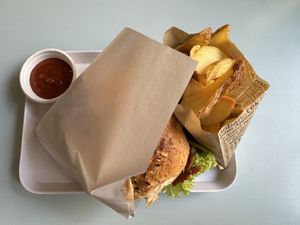 Pastrami, dark bread, mustard and dill sauces!   at Krowarzywa - Marszalkowska in Warsaw