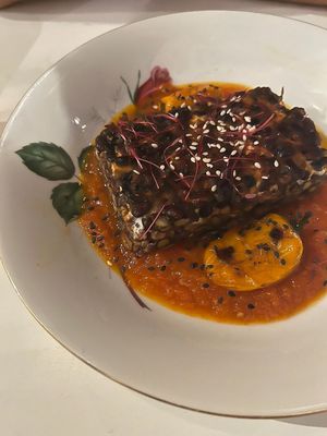 Tempeh with homemade ketchup at Lokaal in Ghent