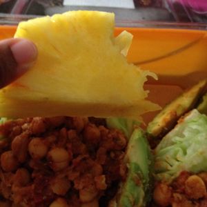 fresh pineapple slice came with meal  at La Grande Orange in Phoenix