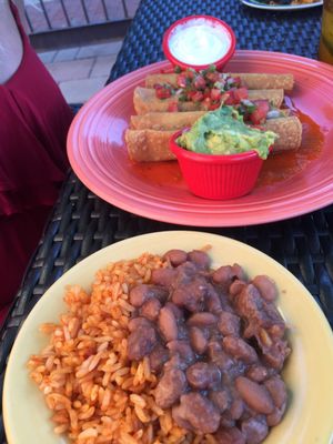 Rice and pinto and seitan floutas at Mexican Radio in Schenectady