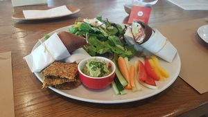 plate for 2 burritos at Yi in Athens