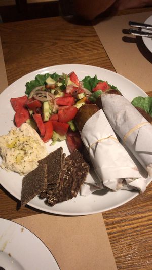 Greek platter for two includes 4 wraps at Yi in Athens