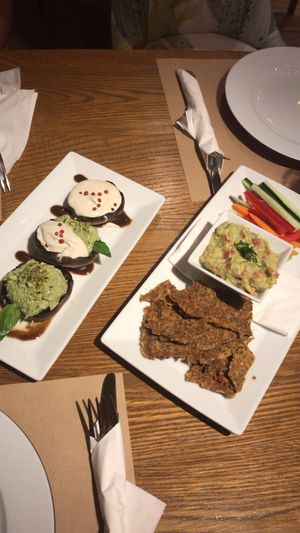 Stuffed mushrooms and guacamole  at Yi in Athens