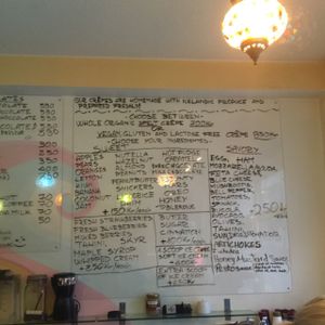 Crêp Menu at Eldur og Is - Fire and Ice in Reykjavik