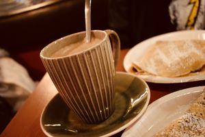 Dark Hot Chocolate before our flight home! at Eldur og Is - Fire and Ice in Reykjavik