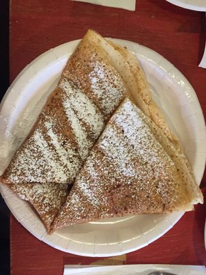 Vegan Crepe with banana filling, cinnamon & sugar on top at Eldur og Is - Fire and Ice in Reykjavik
