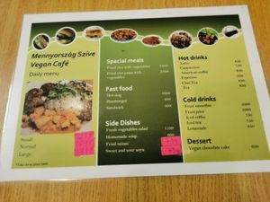 Menu at Mennyorszag Szive in Budapest
