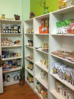 We sell bio products, gluten free at Mennyorszag Szive in Budapest