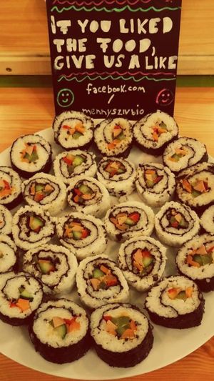 Vegan sushi at Mennyorszag Szive in Budapest