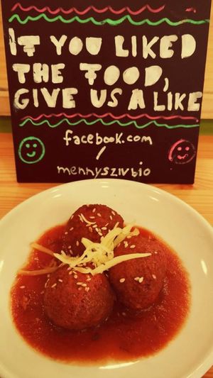 Vegan soya ball at Mennyorszag Szive in Budapest