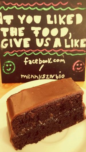 Organic vegan chocolate cake  at Mennyorszag Szive in Budapest