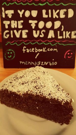Vegan chocolate cake with coconut  at Mennyorszag Szive in Budapest