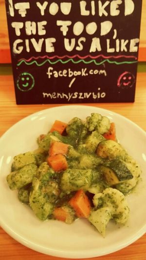 hot salads with spinach cream  at Mennyorszag Szive in Budapest