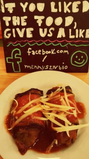 vegan eggplants roll at Mennyorszag Szive in Budapest