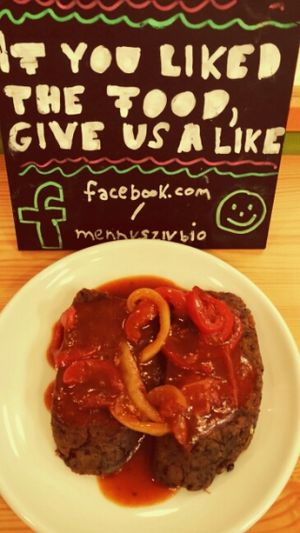 vegan fish at Mennyorszag Szive in Budapest