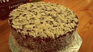 vegan chocolate cake at Mennyorszag Szive in Budapest