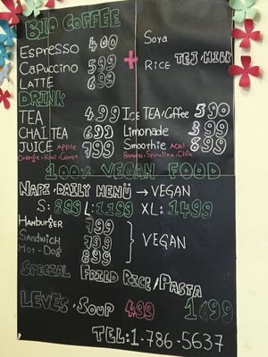 Menu at Mennyorszag Szive in Budapest