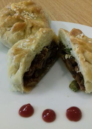 vegan baked bun  at Mennyorszag Szive in Budapest