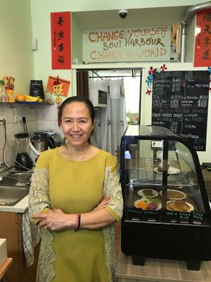 Karen, the sweet owner makes everything from scratch! at Mennyorszag Szive in Budapest