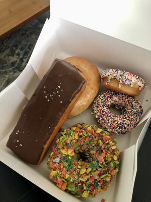 4 of the 6 vegan options of the day   at Guru Donuts in Boise