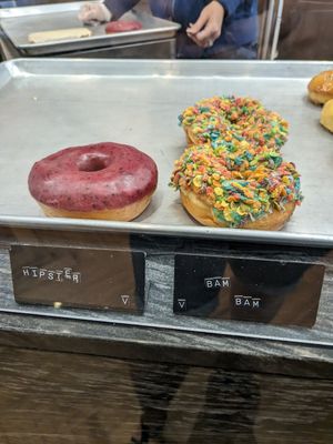 Hipster (Lavender berry) and Bam Bam at Guru Donuts in Boise