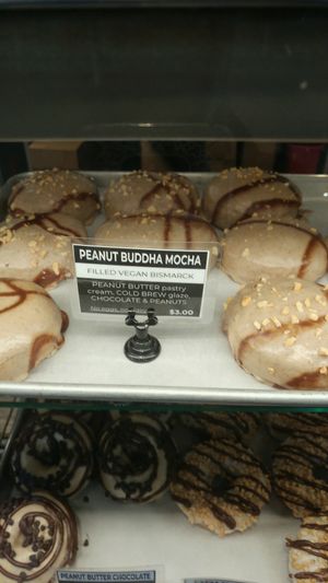 Peanut Buddah Mocha  at Guru Donuts in Boise