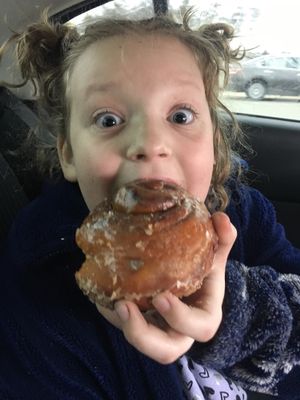 Happy kid at Destination Donuts in Columbus