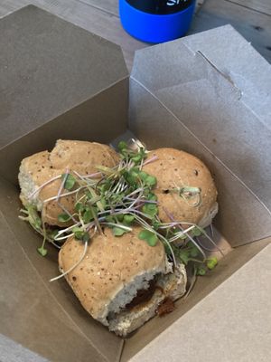 Full order of 3 sliders  at Millie's Living Cafe in Lynchburg