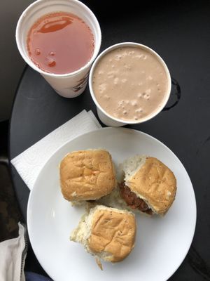 My favorite order: jackfruit sliders, "The Basic" smoothie, and black raspberry kombucha  at Millie's Living Cafe in Lynchburg