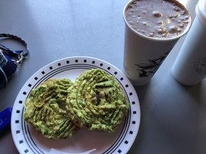 My other favorite: avocado bagel with the same smoothie  at Millie's Living Cafe in Lynchburg