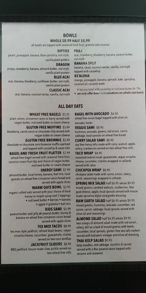 Menu Front at Millie's Living Cafe in Lynchburg