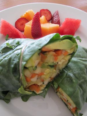 Vegan wrap on kale  at Urban Farm Cafe in San Isidro De El General