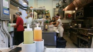 the kitchen at Kismet Falafel in Los Angeles