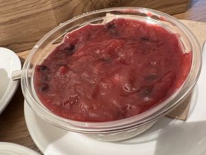 "milk" rice pudding w/ fruit  at Cafe Neundrei in Berlin