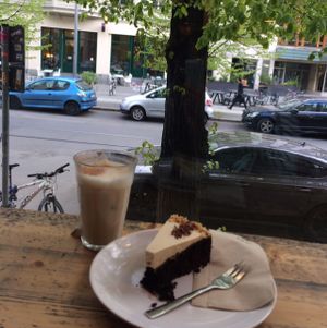 Chai Latte & desert :) at Cafe Neundrei in Berlin
