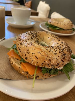 carrot “salmon" bagel  at Cafe Neundrei in Berlin