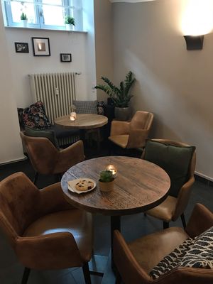 Vegan Chocolate Cookie and Fresh Mint Tea  at Cafe Neundrei in Berlin