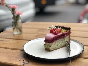 Couldn’t wait to take the first bite  at Cafe Neundrei in Berlin