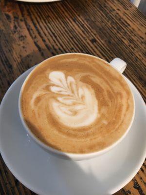 Vegan Latte Macchiato with soy milk at Cafe Neundrei in Berlin