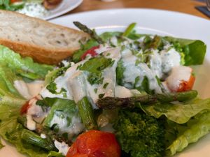 Asparagus Caesar Salad with Dinkel Focaccia  at Olive in Innsbruck