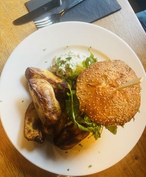 Avocado edamame burger   at Olive in Innsbruck