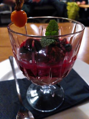 Chocolate raspberry trifle at Olive in Innsbruck