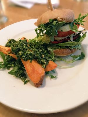 Burger with sweet potatos at Olive in Innsbruck