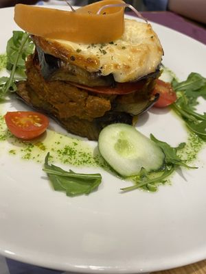 Vegan moussaka  at Baobab in Zaragoza