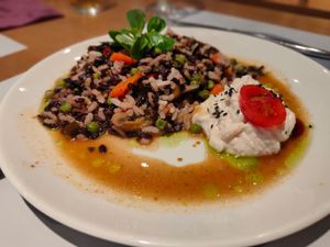 Arroz negro a la marinera at Baobab in Zaragoza