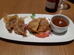 Starter to share: jackfruit gyozas at Baobab in Zaragoza