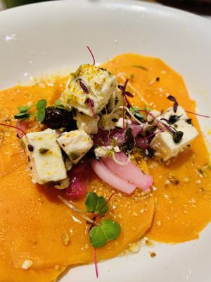 Carpaccio de boniato at Baobab in Zaragoza